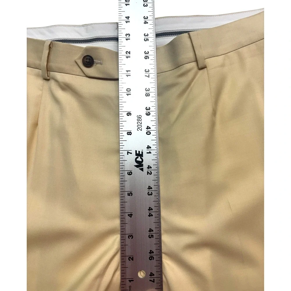 Bespoke Tailored Jacob Young 38x30 Yellow Dress Suit Pants Trousers Wool Pleated